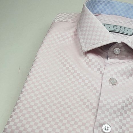 Camisa Sob Medida Algodão Egípcio Fio 120 Quadriculada Rosa - Foto 1