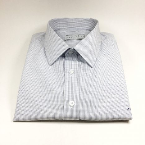 Camisa Sob Medida Branca Xadrez  Azul E Bege Tecido Italiano. - Foto 1