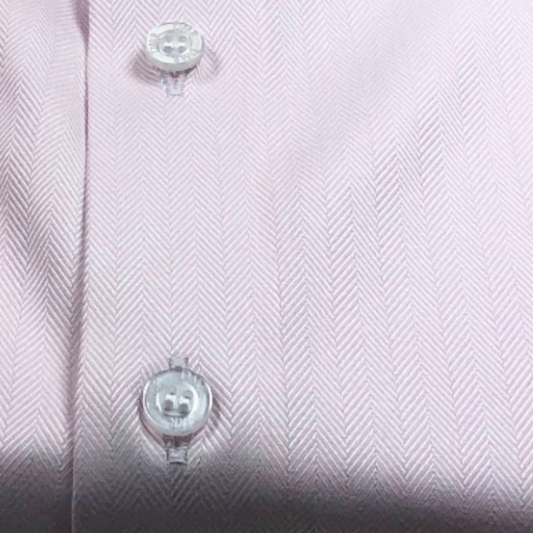 Camisa Sob Medida Algodão Egípcio Espinha de Peixe rosa claro - Foto 2