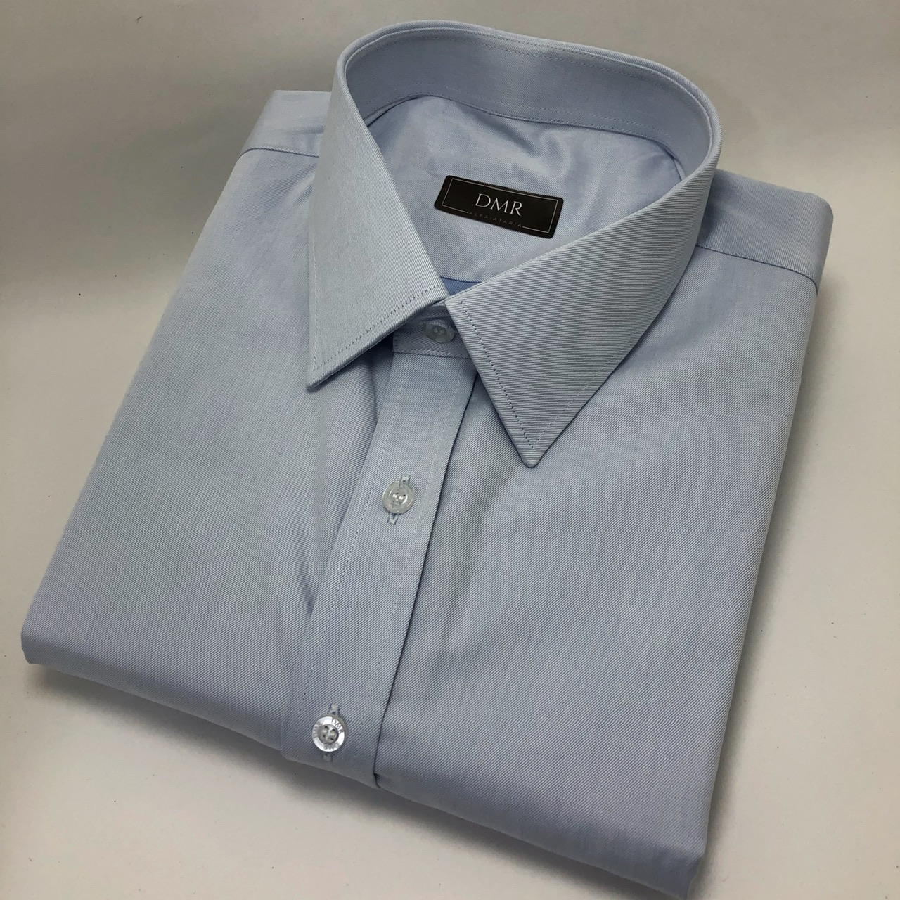 Camisa sob medida mini diagonal azul claro algodão fio 80