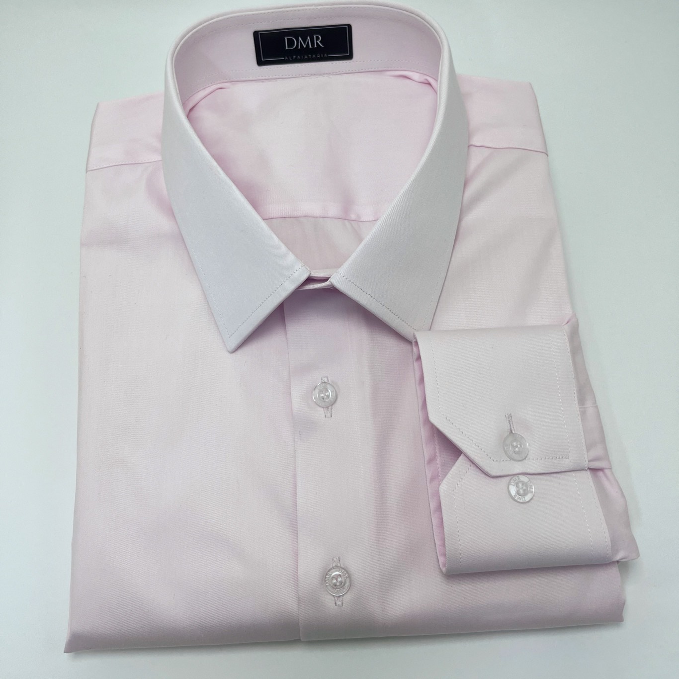 Camisa Sob Medida Algodão Egípcio, Poliamida e Elastano Mini Diagonal Rosa Claro